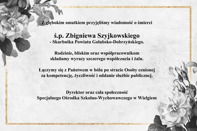 Kondolencje Zbigniew Szyjkowski